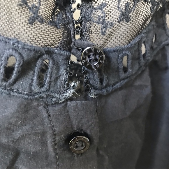 Quiksilver Cotton Silk Mesh Black Top - Picture 4 of 5